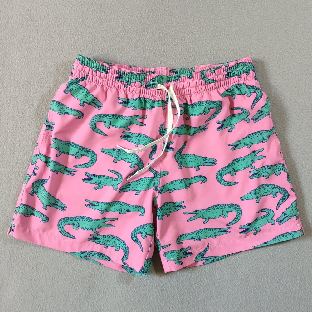 Chubbies Classic Glades Swim Trunks Mens Small Pink Alligator Print 5.5" Inseam